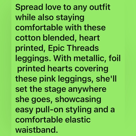 EPIC THREADSBig Girls Heart All Over Print Leggings - Picture 4 of 4